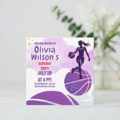 バスケットボール誕生日パーティー、バスケットボールプレーヤー 招待状 (スタンド正面)