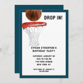 バスケットボール誕生日パーティー 招待状 (正面/裏面)