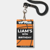 バスケットボール誕生日パーティーVIPパス バッジ (正面（ネックストラップ付）)