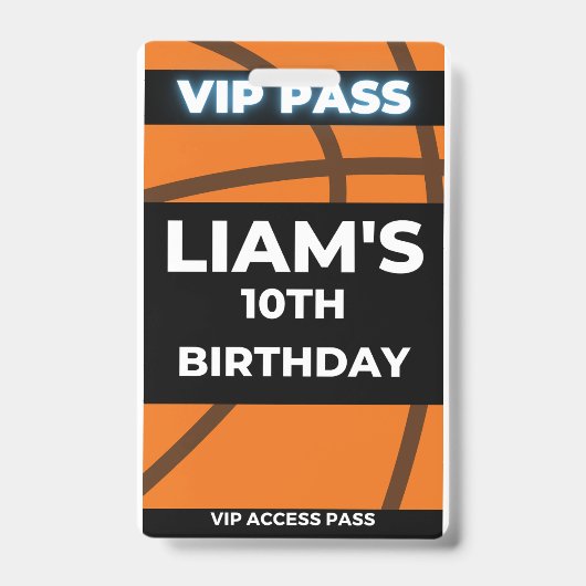 バスケットボール誕生日パーティーVIPパス バッジ (正面)