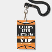 バスケットボール誕生日パーティーVIPパス バッジ (正面（ネックストラップ付）)