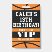 バスケットボール誕生日パーティーVIPパス バッジ (裏面)