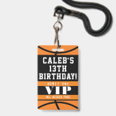 バスケットボール誕生日パーティーVIPパス バッジ (裏面（ネックストラップ付）)