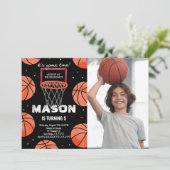 バスケットボール誕生日フォト招待状 招待状 (スタンド正面)