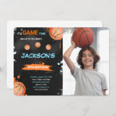 バスケットボール誕生日フォト招待状 招待状 (正面/裏面)