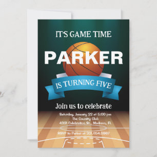 バスケットボール誕生日ボーイスポーツテーマゲーム 招待状