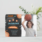 バスケットボール誕生日写真招待状 招待状 (スタンド正面)
