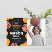 バスケットボール誕生日写真招待 招待状 (スタンド正面)