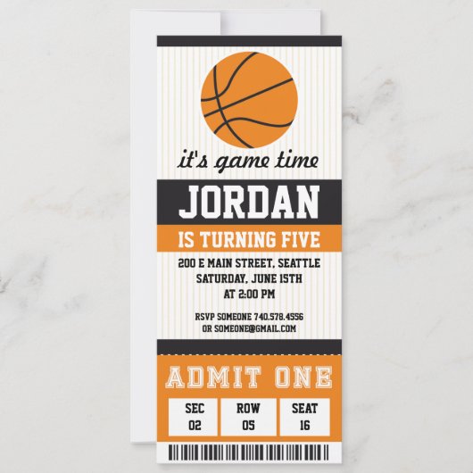 バスケットボール誕生日招待状バースデーパーティーボーイズ 招待状 (正面)