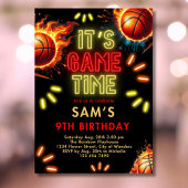 バスケットボール誕生日招待状ボーイズネオンゲームタイム 招待状