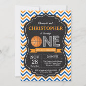 バスケットボール誕生日招待状1歳の誕生日パーティー 招待状 (正面)