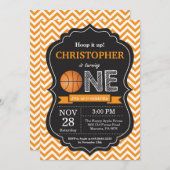 バスケットボール誕生日招待状1st誕生日パーティー 招待状 (正面/裏面)