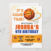 バスケットボール誕生日招待状。スポーツ招待状 招待状 (正面/裏面)