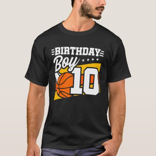 バスケットボール誕生日10歳オールドボーイ10誕生日 Tシャツ (正面)