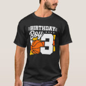 バスケットボール誕生日3歳オールドボーイ3歳誕生日 Tシャツ (正面)