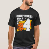 バスケットボール誕生日4歳ガール4歳の誕生日 Tシャツ (正面)