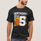 バスケットボール誕生日5歳ガール5位誕生日 Tシャツ (正面)