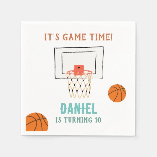バスケットボール誕生日 スタンダードカクテルナプキン (正面)