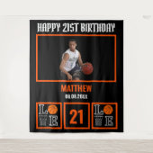 バスケットボール誕生日、バスケットボールプレイヤーバックドロップ タペストリー (正面)