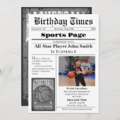 バスケットボール誕生日（写真あり） 招待状 (正面/裏面)