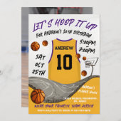 バスケットボール誕生日（写真あり） 招待状 (正面/裏面)