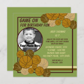 バスケットボール誕生日 招待状 (正面/裏面)