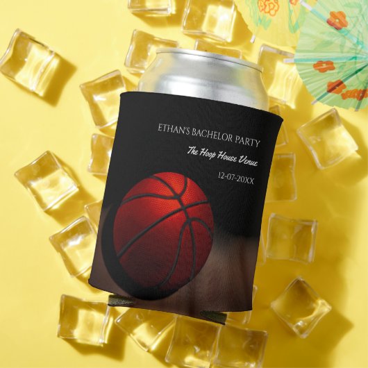 バスケットボール誕生日 / 結婚前パーティー 黒 オレンジ 缶クーラー (インサイチュ 夏)