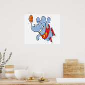 バスケットボール象の漫画 ポスター (キッチン)