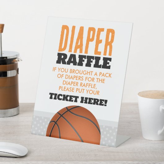 バスケットボール赤ちゃんシャワーおむつラッフル台座看板 台座サイン (インサイチュ)
