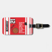 バスケットボール赤と白 ラゲッジタグ (正面横)