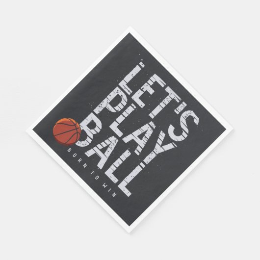 バスケットボール遊がボールを生まれスポーツに勝ち取る スタンダードランチョンナプキン (角)