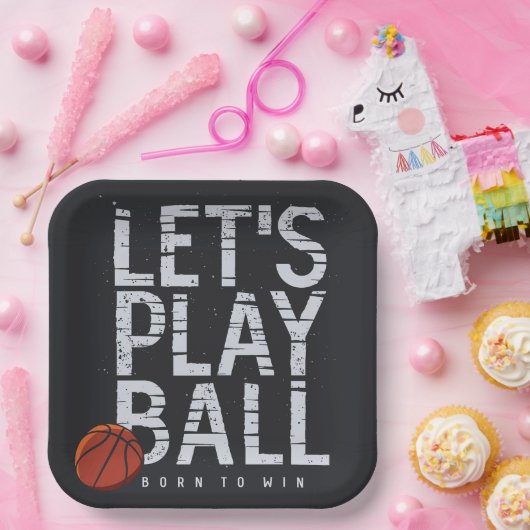 バスケットボール遊がボールを生まれスポーツに勝ち取る ペーパープレート (パーティー)