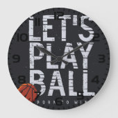 バスケットボール遊がボールを生まれスポーツに勝ち取る ラージ壁時計 (正面)
