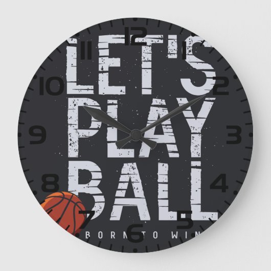 バスケットボール遊がボールを生まれスポーツに勝ち取る ラージ壁時計 (正面)