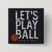 バスケットボール遊がボールを生まれスポーツに勝ち取る 缶バッジ (正面)