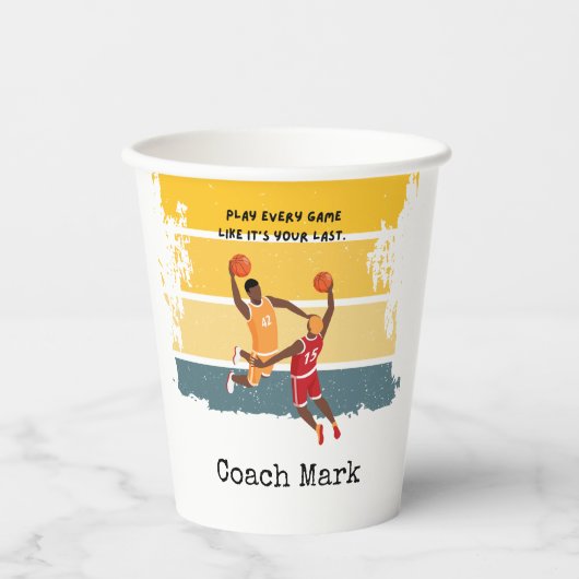 バスケットボール遊選手はボール 紙コップ (正面)