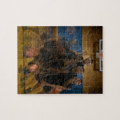 バスケットボール選手がコートでドリブルする ジグソーパズル (横)