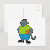 バスケットボール選手としての猫とバスケットボール ポストカード (正面/裏面)