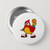 バスケットボール選手としてオウム 缶バッジ (正面&裏面)