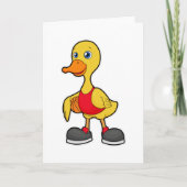 バスケットボール選手としてバスケットボールを持つアヒル カード (正面)