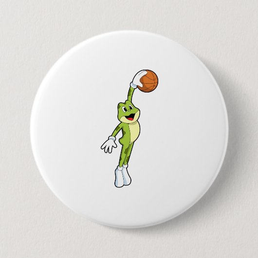 バスケットボール選手としてFrog.PNG 缶バッジ (正面)