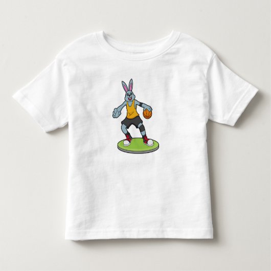 バスケットボール選手のウサギ トドラーTシャツ (正面)