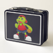 バスケットボール選手のカエル メタルランチボックス (裏面)