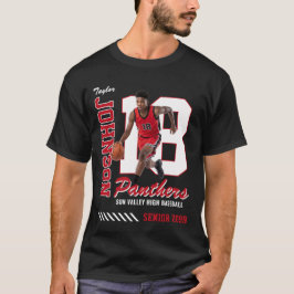 バスケットボール選手のカスタム写真ジャージ番号レッド Tシャツ