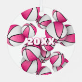 バスケットボール選手のキープサガールズナマピンク白 メタルオーナメント (裏面)