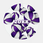 バスケットボール選手のキープサーキッズ名パープルホワイト メタルオーナメント (裏面)