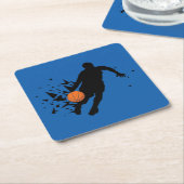 バスケットボール選手のシルエット スクエアペーパーコースター (アングル)