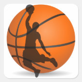 バスケットボール選手のシルエッポップ・アートのトアート スクエアシール (正面)