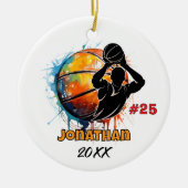 バスケットボール選手のスポーツチームのカスタマイズ セラミックオーナメント (正面)