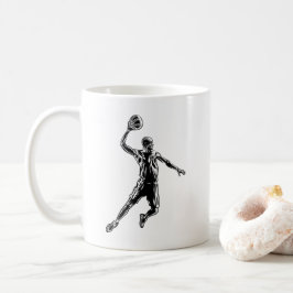 バスケットボール選手のダンクシュートのダークデザイン コーヒーマグカップ